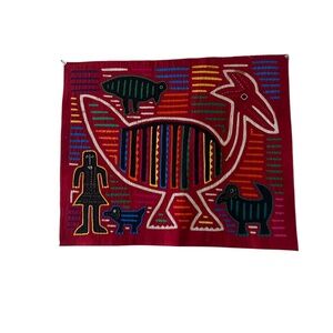 Vintage traditional, hand-sewn, multi-layered cotton Mola by the Guna (Kuna)